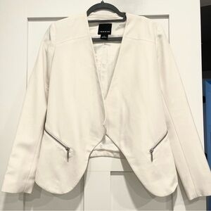 Trouve White blazer with zipper detail